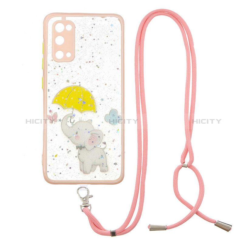 Handyhülle Silikon Hülle Gummi Schutzhülle Flexible Modisch Muster mit Schlüsselband Lanyard Y01X für Samsung Galaxy S20 5G groß