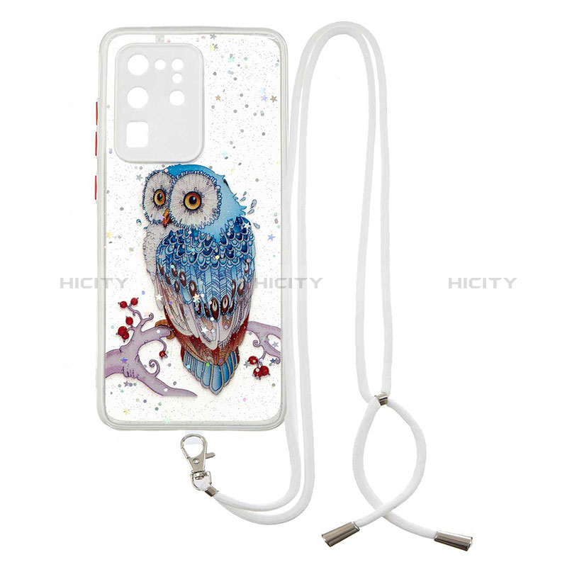 Handyhülle Silikon Hülle Gummi Schutzhülle Flexible Modisch Muster mit Schlüsselband Lanyard Y01X für Samsung Galaxy S20 Ultra groß