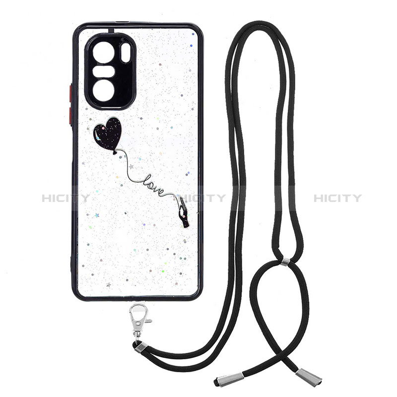 Handyhülle Silikon Hülle Gummi Schutzhülle Flexible Modisch Muster mit Schlüsselband Lanyard Y01X für Xiaomi Mi 11X 5G Schwarz