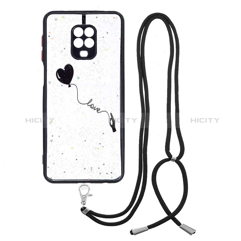 Handyhülle Silikon Hülle Gummi Schutzhülle Flexible Modisch Muster mit Schlüsselband Lanyard Y01X für Xiaomi Poco M2 Pro Schwarz Plus