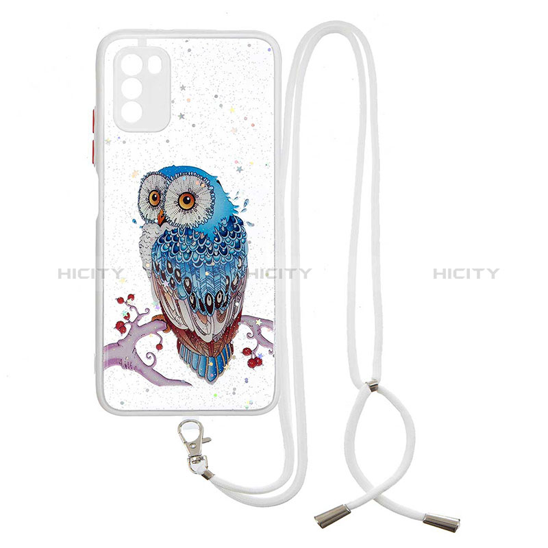 Handyhülle Silikon Hülle Gummi Schutzhülle Flexible Modisch Muster mit Schlüsselband Lanyard Y01X für Xiaomi Poco M3 Plusfarbig