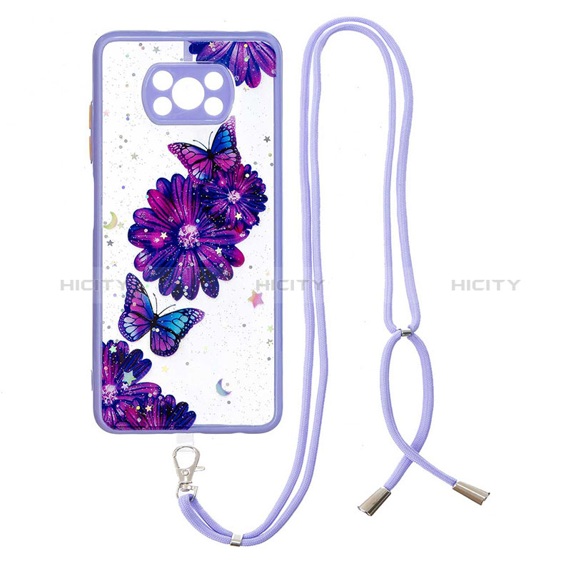 Handyhülle Silikon Hülle Gummi Schutzhülle Flexible Modisch Muster mit Schlüsselband Lanyard Y01X für Xiaomi Poco X3 groß