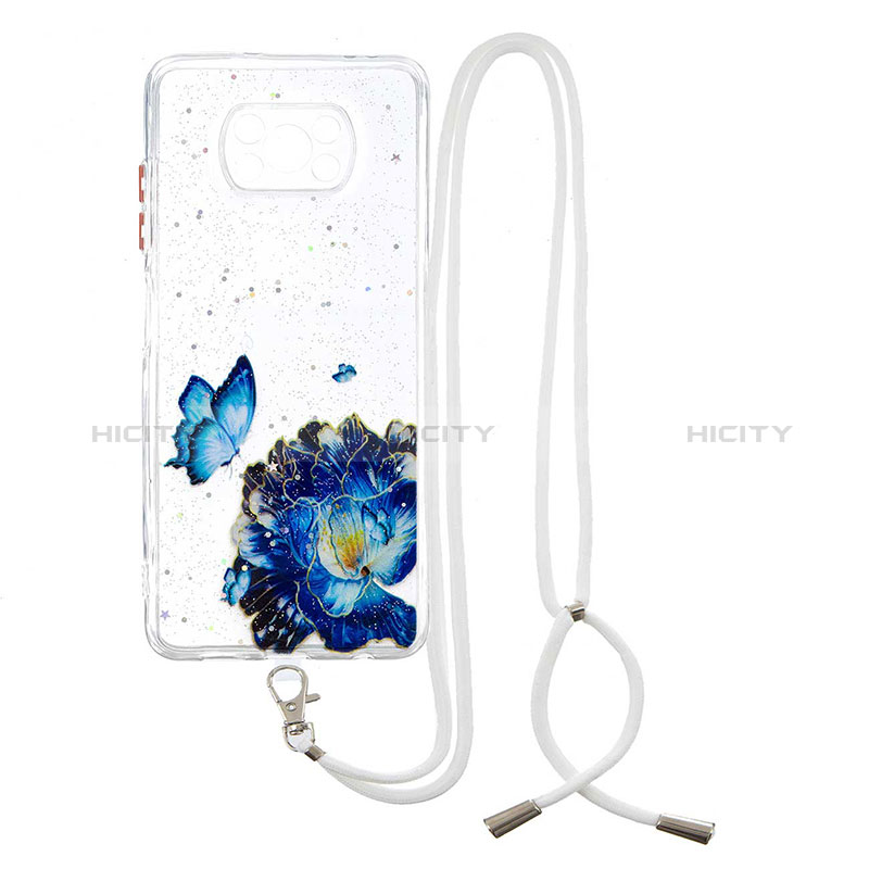 Handyhülle Silikon Hülle Gummi Schutzhülle Flexible Modisch Muster mit Schlüsselband Lanyard Y01X für Xiaomi Poco X3