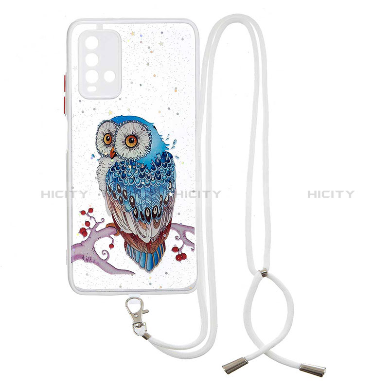 Handyhülle Silikon Hülle Gummi Schutzhülle Flexible Modisch Muster mit Schlüsselband Lanyard Y01X für Xiaomi Redmi 9 Power