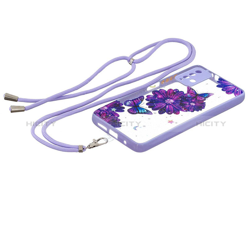 Handyhülle Silikon Hülle Gummi Schutzhülle Flexible Modisch Muster mit Schlüsselband Lanyard Y01X für Xiaomi Redmi 9 Power