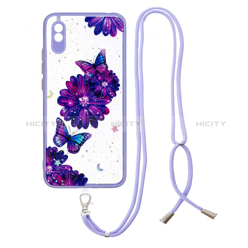 Handyhülle Silikon Hülle Gummi Schutzhülle Flexible Modisch Muster mit Schlüsselband Lanyard Y01X für Xiaomi Redmi 9A