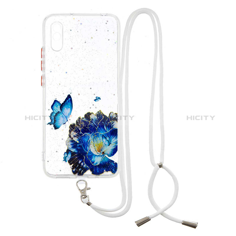 Handyhülle Silikon Hülle Gummi Schutzhülle Flexible Modisch Muster mit Schlüsselband Lanyard Y01X für Xiaomi Redmi 9A