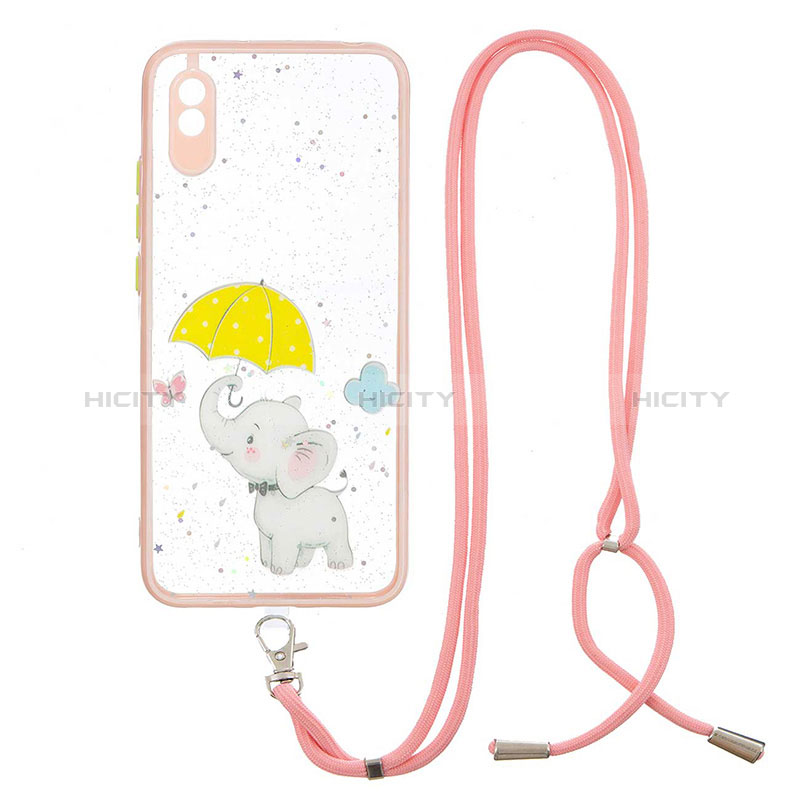 Handyhülle Silikon Hülle Gummi Schutzhülle Flexible Modisch Muster mit Schlüsselband Lanyard Y01X für Xiaomi Redmi 9AT groß