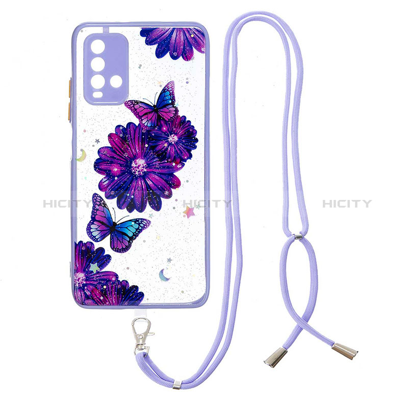 Handyhülle Silikon Hülle Gummi Schutzhülle Flexible Modisch Muster mit Schlüsselband Lanyard Y01X für Xiaomi Redmi 9T 4G