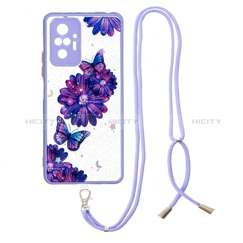 Handyhülle Silikon Hülle Gummi Schutzhülle Flexible Modisch Muster mit Schlüsselband Lanyard Y01X für Xiaomi Redmi Note 10 Pro 4G