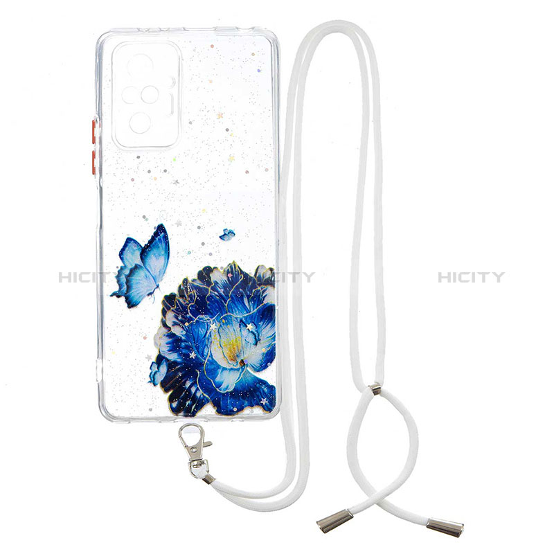 Handyhülle Silikon Hülle Gummi Schutzhülle Flexible Modisch Muster mit Schlüsselband Lanyard Y01X für Xiaomi Redmi Note 10 Pro 4G groß