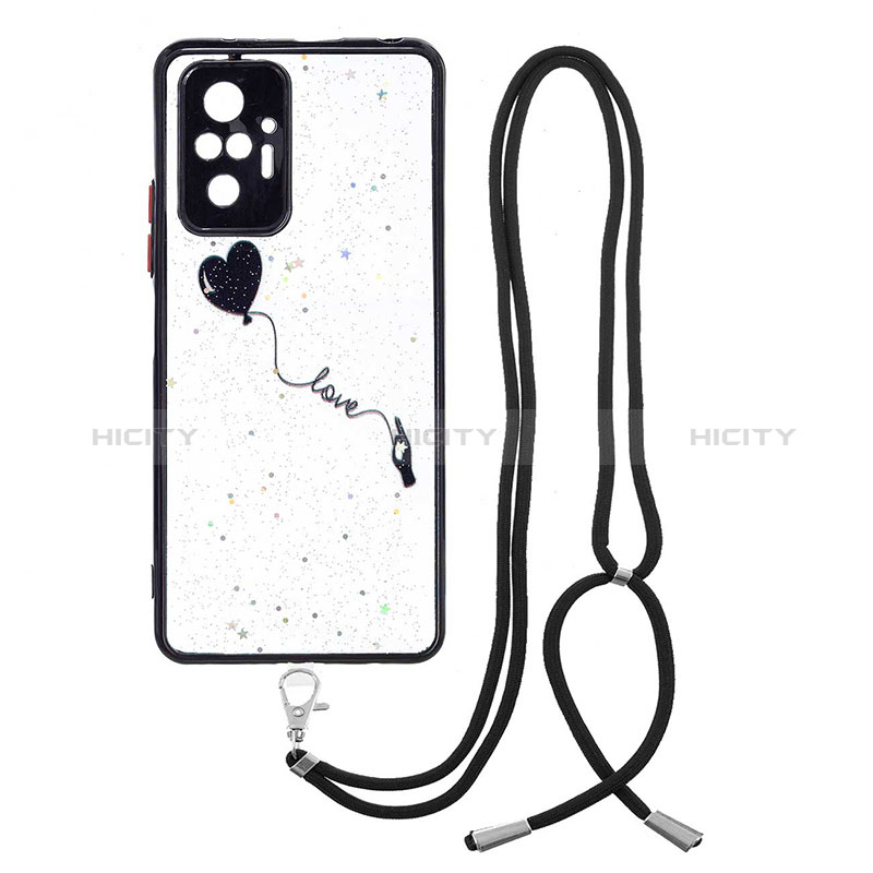 Handyhülle Silikon Hülle Gummi Schutzhülle Flexible Modisch Muster mit Schlüsselband Lanyard Y01X für Xiaomi Redmi Note 10 Pro 4G groß