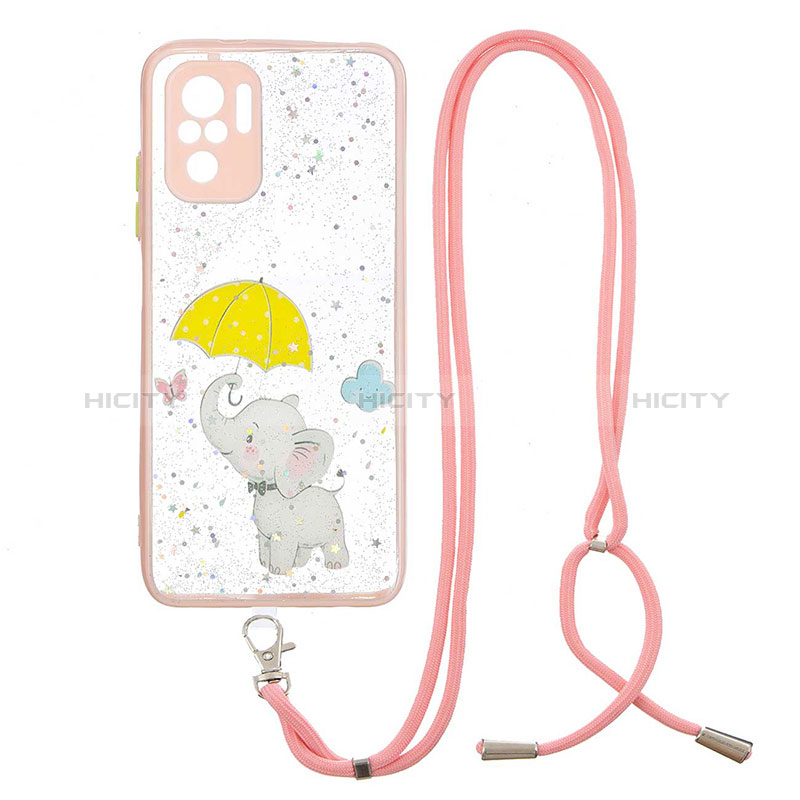 Handyhülle Silikon Hülle Gummi Schutzhülle Flexible Modisch Muster mit Schlüsselband Lanyard Y01X für Xiaomi Redmi Note 10S 4G groß