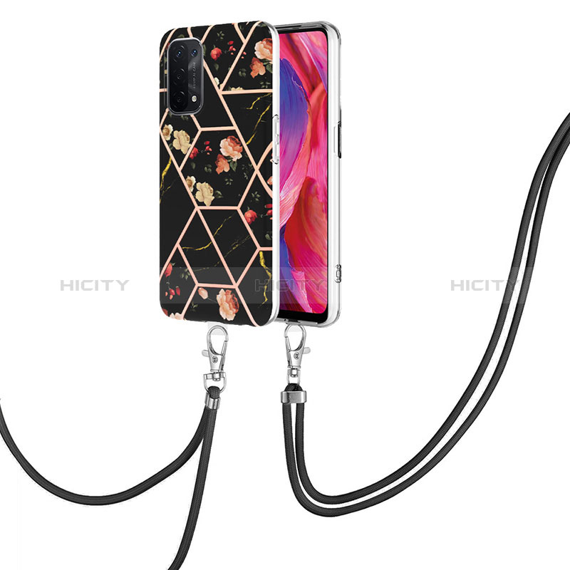 Handyhülle Silikon Hülle Gummi Schutzhülle Flexible Modisch Muster mit Schlüsselband Lanyard Y02B für Oppo A54 5G