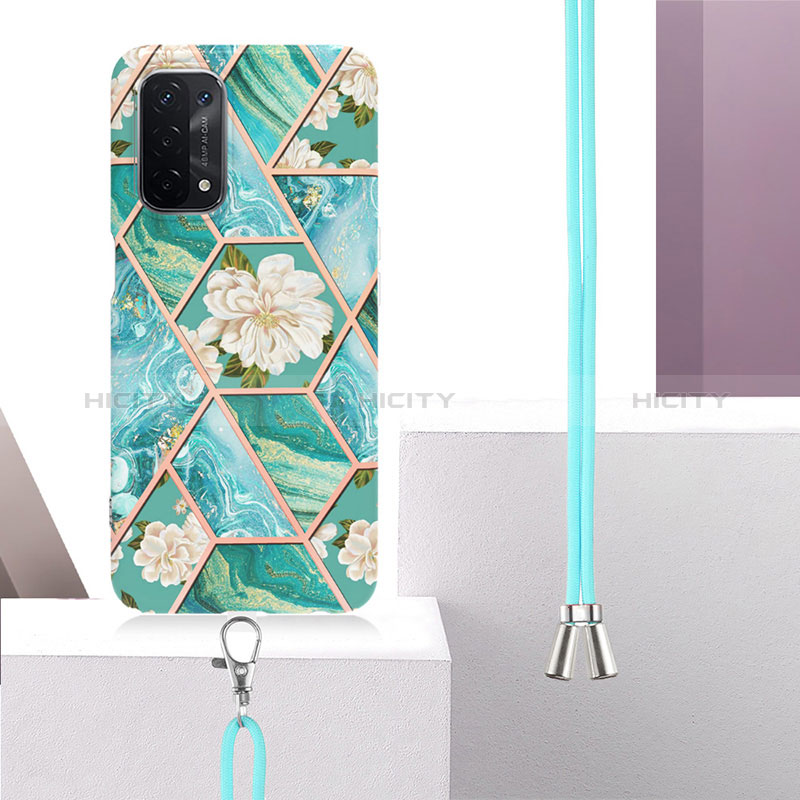 Handyhülle Silikon Hülle Gummi Schutzhülle Flexible Modisch Muster mit Schlüsselband Lanyard Y02B für Oppo A54 5G groß