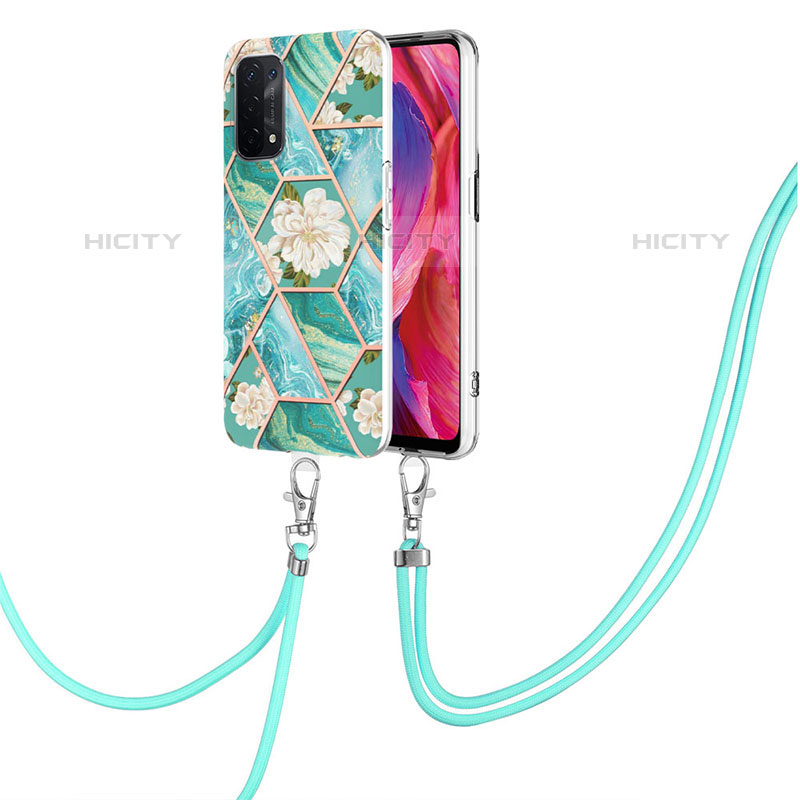 Handyhülle Silikon Hülle Gummi Schutzhülle Flexible Modisch Muster mit Schlüsselband Lanyard Y02B für Oppo A93 5G groß