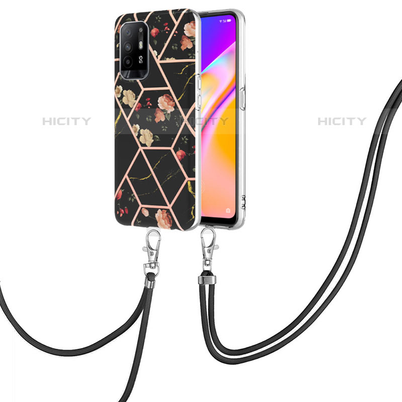 Handyhülle Silikon Hülle Gummi Schutzhülle Flexible Modisch Muster mit Schlüsselband Lanyard Y02B für Oppo A94 5G