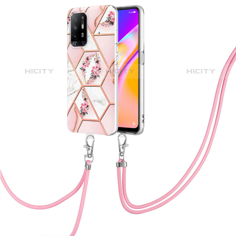 Handyhülle Silikon Hülle Gummi Schutzhülle Flexible Modisch Muster mit Schlüsselband Lanyard Y02B für Oppo A94 5G