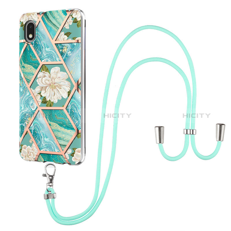 Handyhülle Silikon Hülle Gummi Schutzhülle Flexible Modisch Muster mit Schlüsselband Lanyard Y02B für Samsung Galaxy A01 Core groß