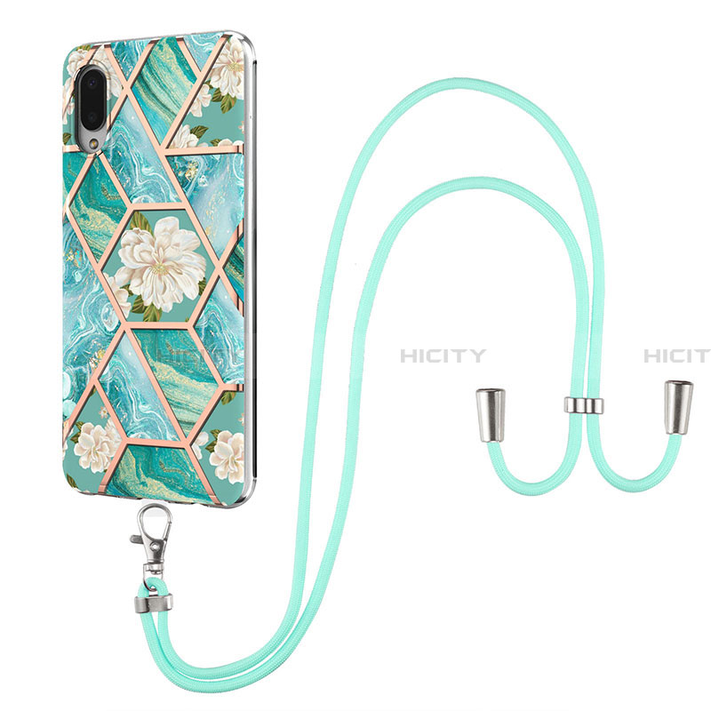 Handyhülle Silikon Hülle Gummi Schutzhülle Flexible Modisch Muster mit Schlüsselband Lanyard Y02B für Samsung Galaxy A02