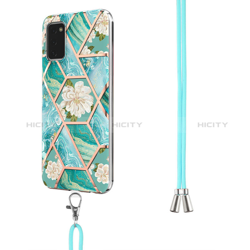 Handyhülle Silikon Hülle Gummi Schutzhülle Flexible Modisch Muster mit Schlüsselband Lanyard Y02B für Samsung Galaxy A02s