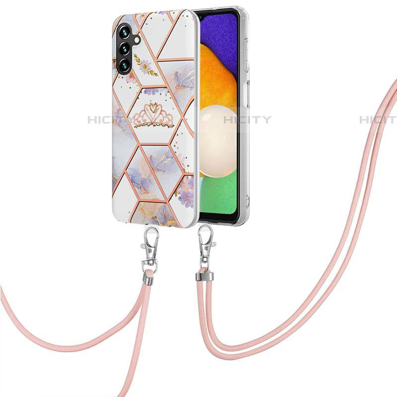 Handyhülle Silikon Hülle Gummi Schutzhülle Flexible Modisch Muster mit Schlüsselband Lanyard Y02B für Samsung Galaxy A04s