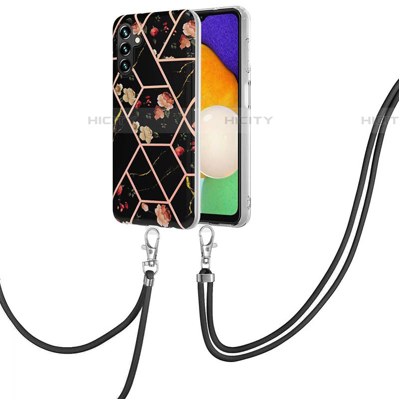 Handyhülle Silikon Hülle Gummi Schutzhülle Flexible Modisch Muster mit Schlüsselband Lanyard Y02B für Samsung Galaxy A04s