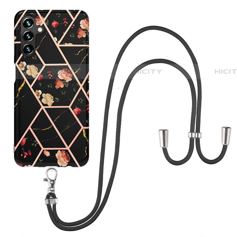 Handyhülle Silikon Hülle Gummi Schutzhülle Flexible Modisch Muster mit Schlüsselband Lanyard Y02B für Samsung Galaxy A04s