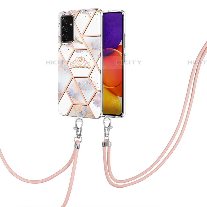 Handyhülle Silikon Hülle Gummi Schutzhülle Flexible Modisch Muster mit Schlüsselband Lanyard Y02B für Samsung Galaxy A05s groß