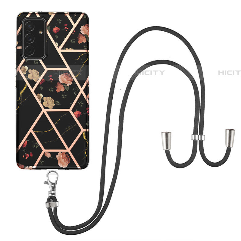 Handyhülle Silikon Hülle Gummi Schutzhülle Flexible Modisch Muster mit Schlüsselband Lanyard Y02B für Samsung Galaxy A05s groß