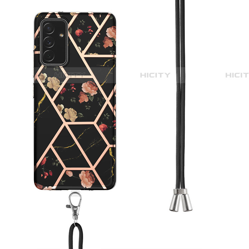 Handyhülle Silikon Hülle Gummi Schutzhülle Flexible Modisch Muster mit Schlüsselband Lanyard Y02B für Samsung Galaxy A05s groß