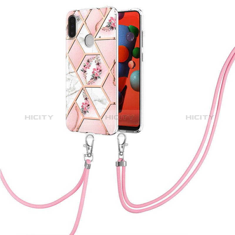 Handyhülle Silikon Hülle Gummi Schutzhülle Flexible Modisch Muster mit Schlüsselband Lanyard Y02B für Samsung Galaxy A11