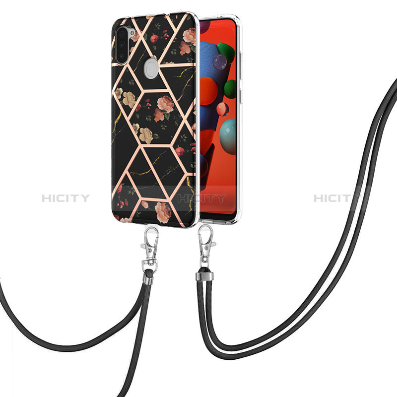 Handyhülle Silikon Hülle Gummi Schutzhülle Flexible Modisch Muster mit Schlüsselband Lanyard Y02B für Samsung Galaxy A11