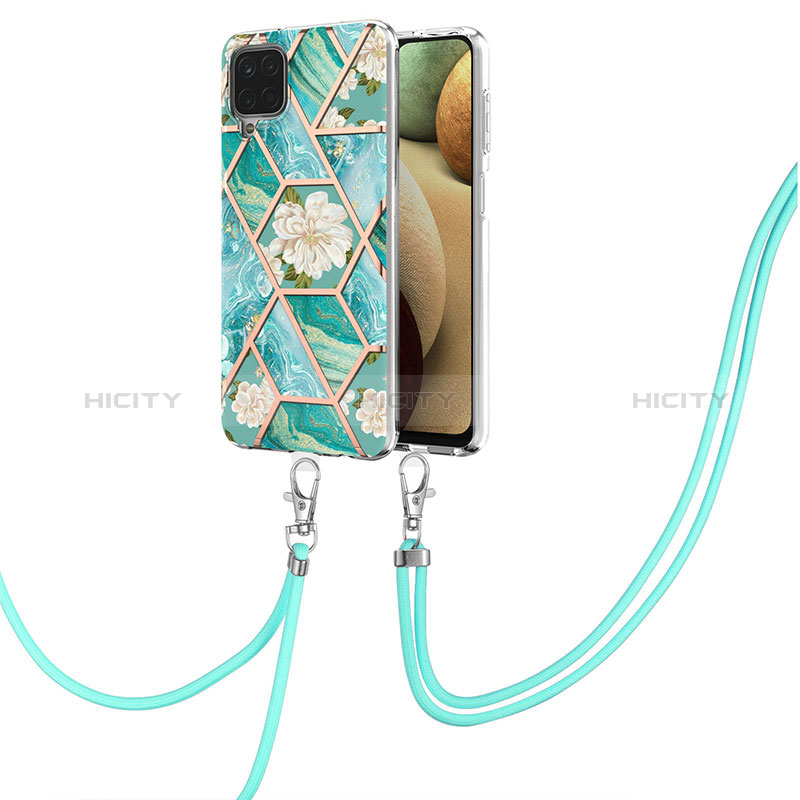 Handyhülle Silikon Hülle Gummi Schutzhülle Flexible Modisch Muster mit Schlüsselband Lanyard Y02B für Samsung Galaxy A12 5G