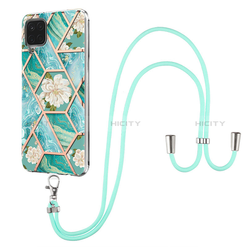 Handyhülle Silikon Hülle Gummi Schutzhülle Flexible Modisch Muster mit Schlüsselband Lanyard Y02B für Samsung Galaxy A12 5G