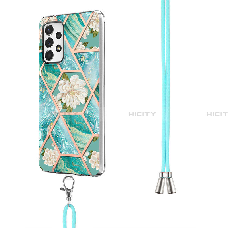 Handyhülle Silikon Hülle Gummi Schutzhülle Flexible Modisch Muster mit Schlüsselband Lanyard Y02B für Samsung Galaxy A13 4G