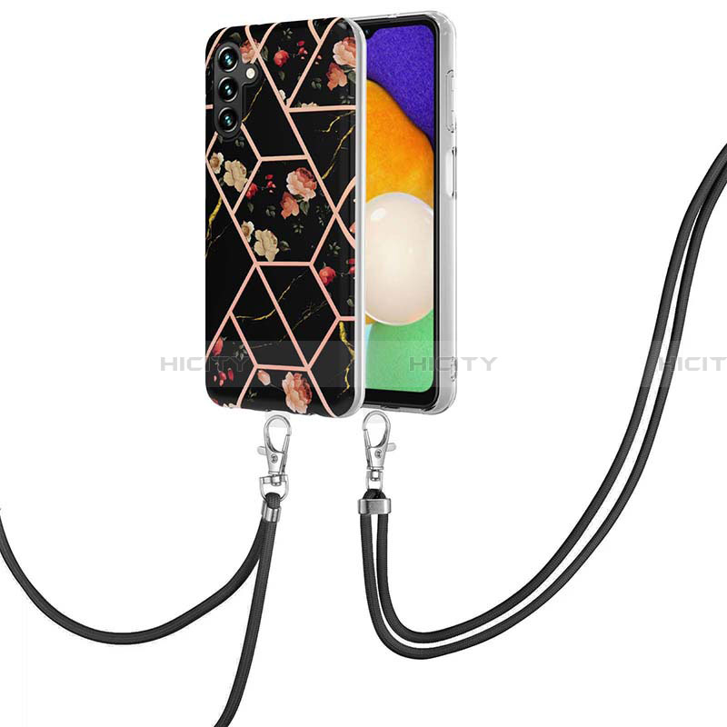 Handyhülle Silikon Hülle Gummi Schutzhülle Flexible Modisch Muster mit Schlüsselband Lanyard Y02B für Samsung Galaxy A13 5G