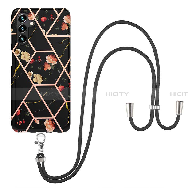 Handyhülle Silikon Hülle Gummi Schutzhülle Flexible Modisch Muster mit Schlüsselband Lanyard Y02B für Samsung Galaxy A13 5G groß