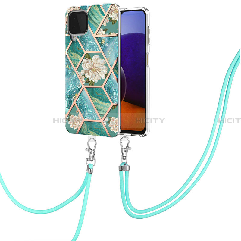 Handyhülle Silikon Hülle Gummi Schutzhülle Flexible Modisch Muster mit Schlüsselband Lanyard Y02B für Samsung Galaxy A22 4G