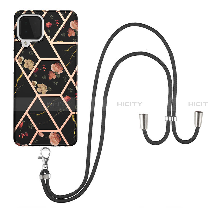 Handyhülle Silikon Hülle Gummi Schutzhülle Flexible Modisch Muster mit Schlüsselband Lanyard Y02B für Samsung Galaxy A22 4G