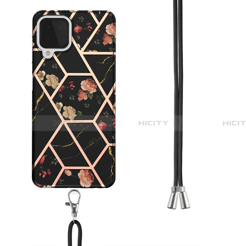 Handyhülle Silikon Hülle Gummi Schutzhülle Flexible Modisch Muster mit Schlüsselband Lanyard Y02B für Samsung Galaxy A22 4G