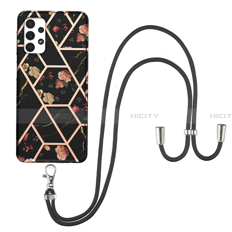 Handyhülle Silikon Hülle Gummi Schutzhülle Flexible Modisch Muster mit Schlüsselband Lanyard Y02B für Samsung Galaxy A32 4G