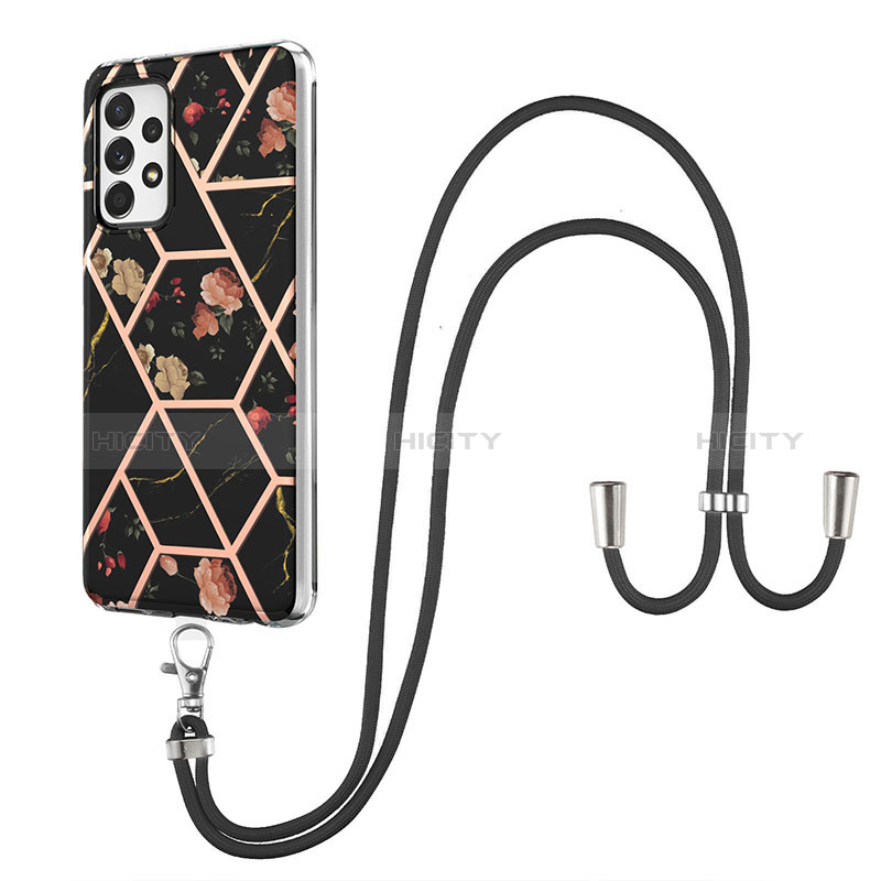 Handyhülle Silikon Hülle Gummi Schutzhülle Flexible Modisch Muster mit Schlüsselband Lanyard Y02B für Samsung Galaxy A52s 5G