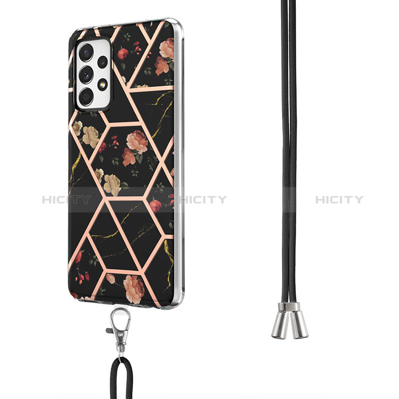 Handyhülle Silikon Hülle Gummi Schutzhülle Flexible Modisch Muster mit Schlüsselband Lanyard Y02B für Samsung Galaxy A52s 5G