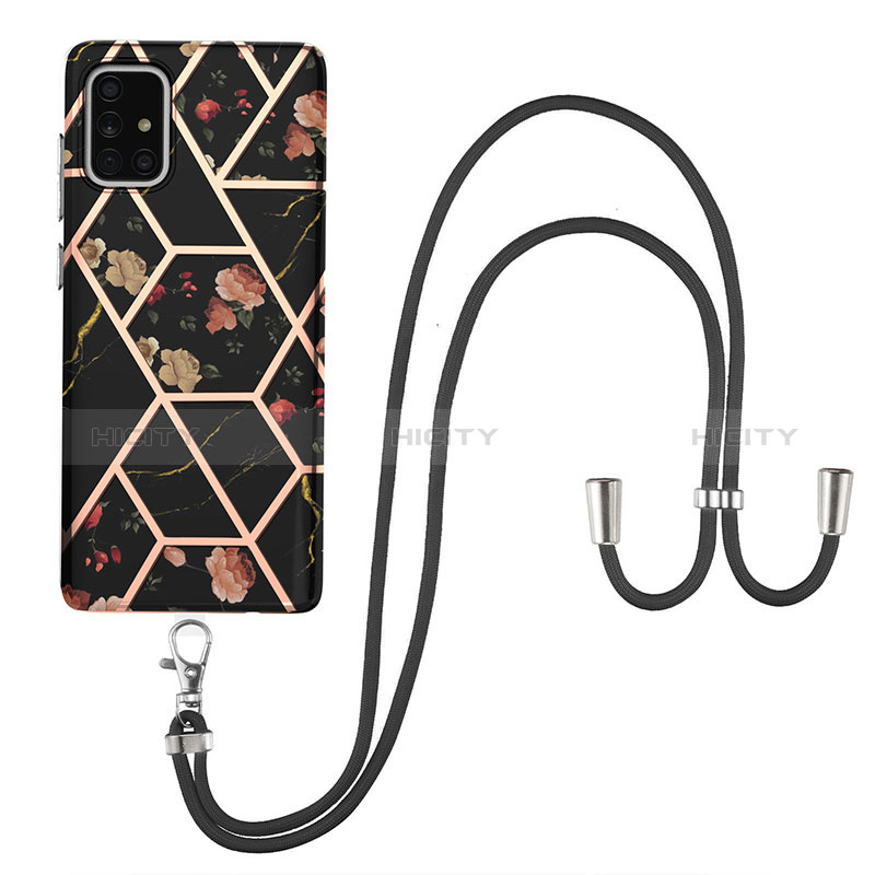 Handyhülle Silikon Hülle Gummi Schutzhülle Flexible Modisch Muster mit Schlüsselband Lanyard Y02B für Samsung Galaxy A71 4G A715