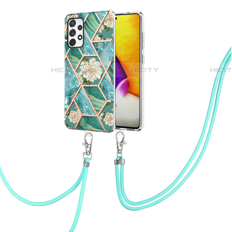 Handyhülle Silikon Hülle Gummi Schutzhülle Flexible Modisch Muster mit Schlüsselband Lanyard Y02B für Samsung Galaxy A72 4G