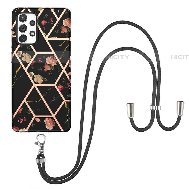 Handyhülle Silikon Hülle Gummi Schutzhülle Flexible Modisch Muster mit Schlüsselband Lanyard Y02B für Samsung Galaxy A72 4G