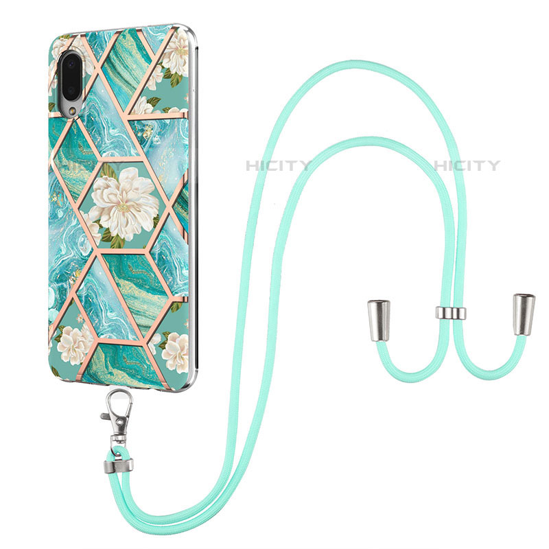 Handyhülle Silikon Hülle Gummi Schutzhülle Flexible Modisch Muster mit Schlüsselband Lanyard Y02B für Samsung Galaxy M02