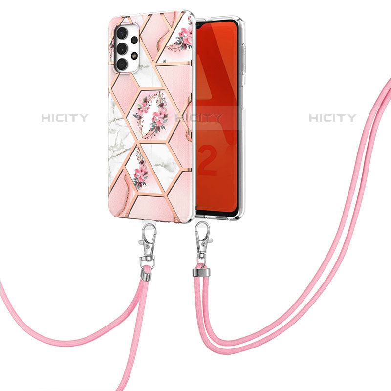 Handyhülle Silikon Hülle Gummi Schutzhülle Flexible Modisch Muster mit Schlüsselband Lanyard Y02B für Samsung Galaxy M32 5G