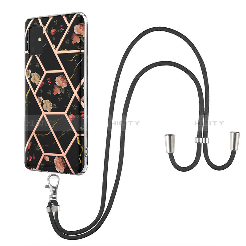 Handyhülle Silikon Hülle Gummi Schutzhülle Flexible Modisch Muster mit Schlüsselband Lanyard Y02B für Samsung Galaxy M40S